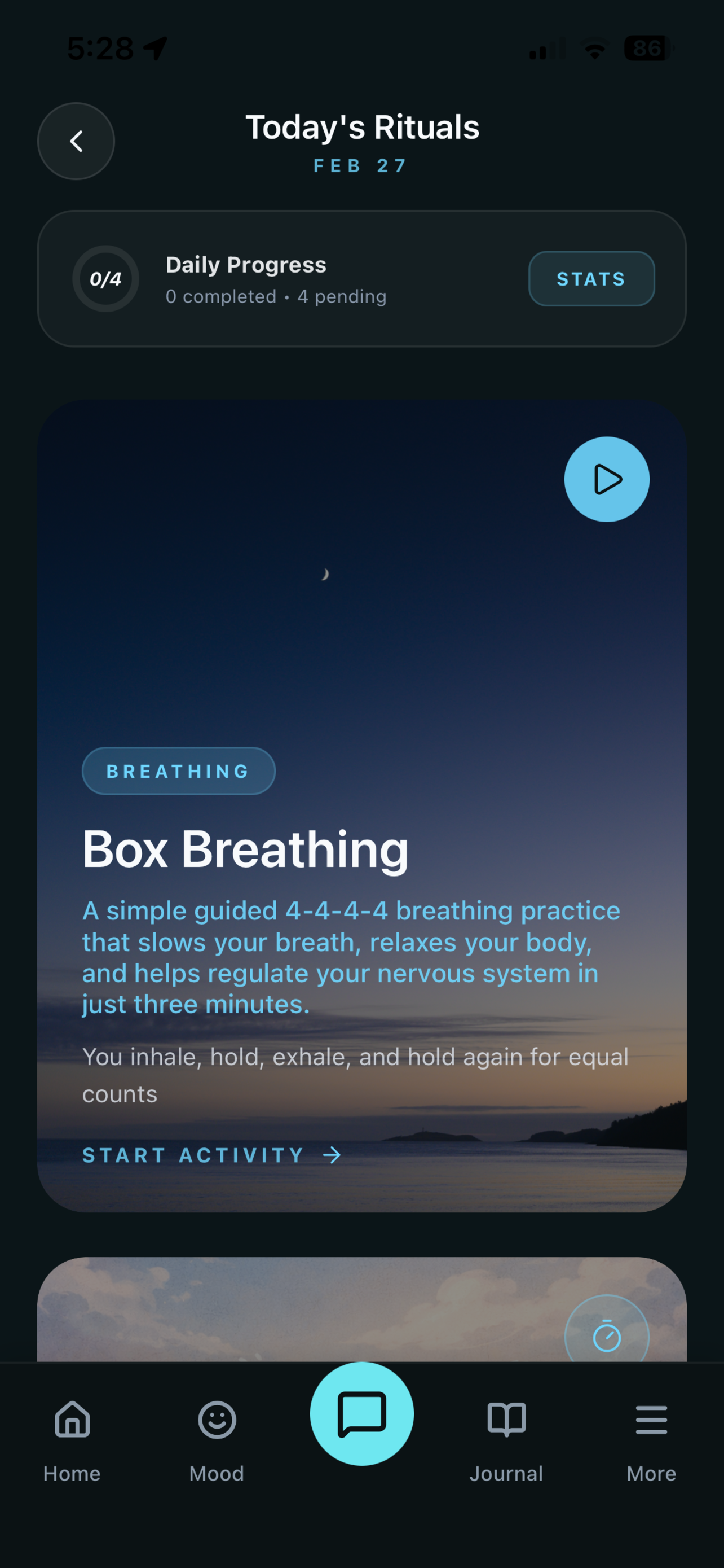 Daily Activities screen