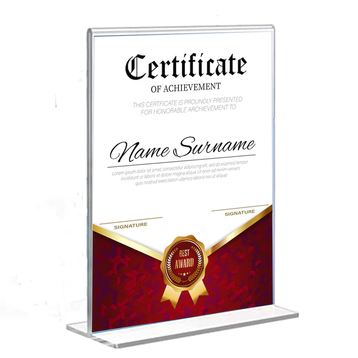 Display Stand – Vertical Paper Holder for Certificates, Menus & Signage 1