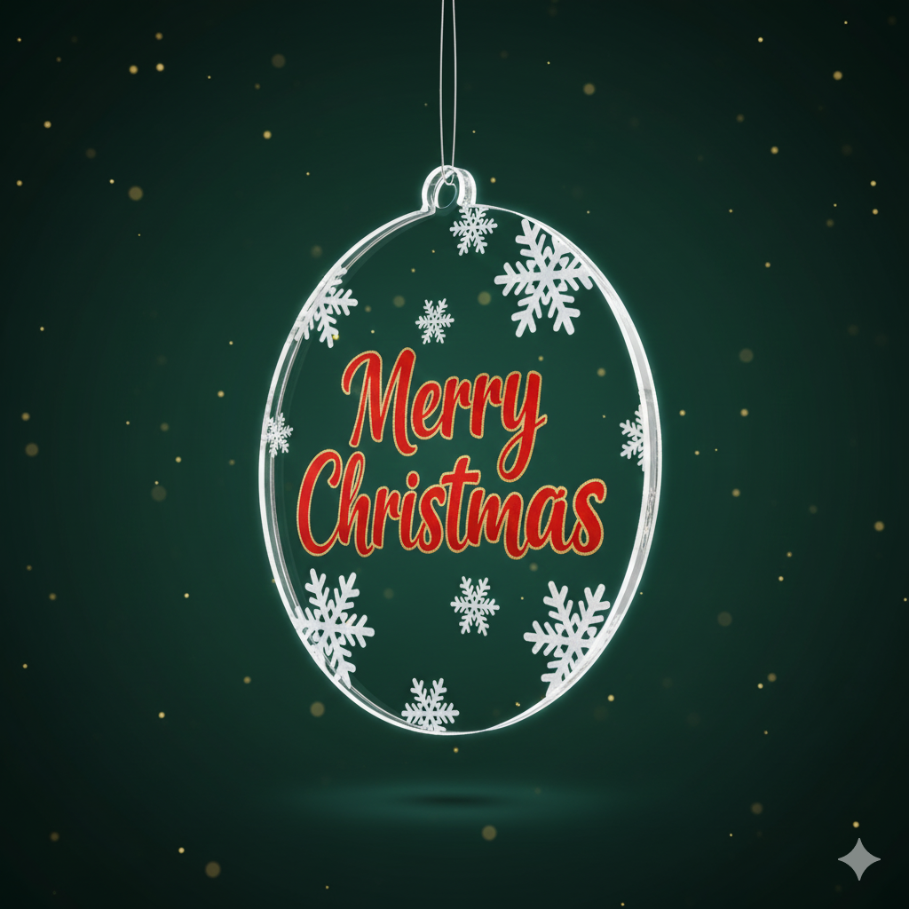 Merry Christmas Acrylic Hanging Ornament 1