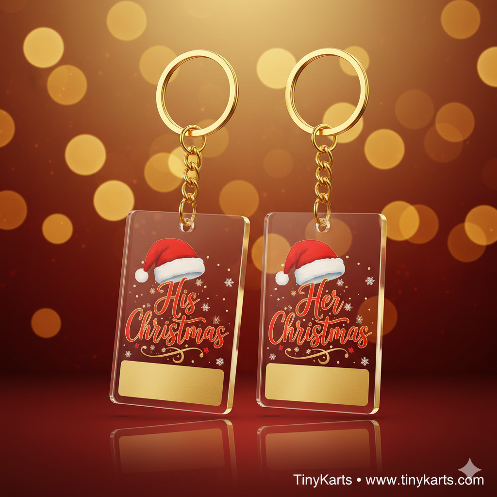 Santa Hat Couple Tag Keychain 1