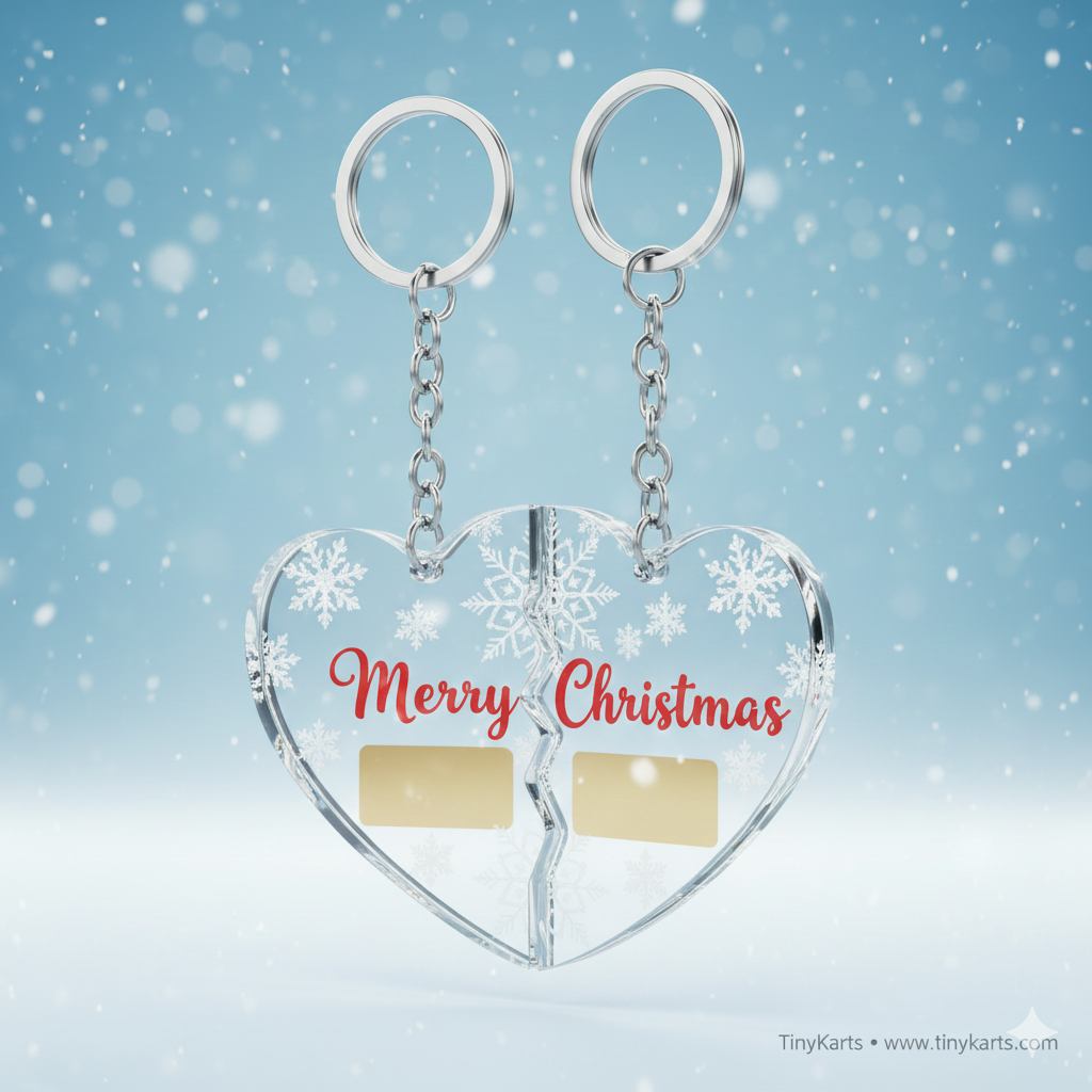 Snowflake Heart Couple Keychain 1