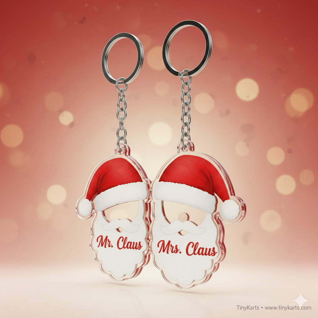 Christmas Santa Couple Acrylic Keychain 1