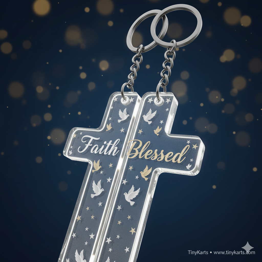 Christian Cross Couple Keychain 1