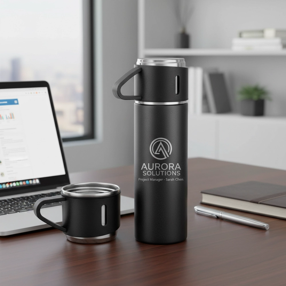 Vacuum Flask Set with 2 Cups  1