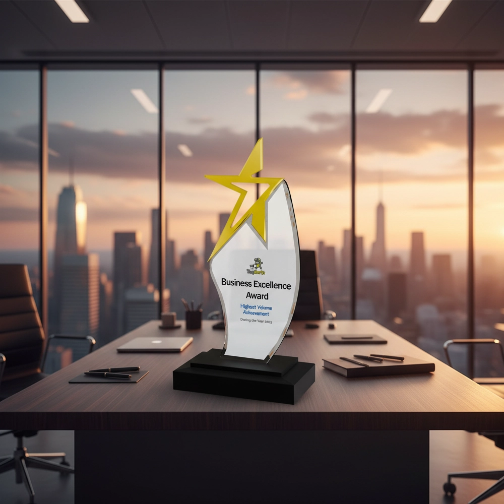Business Excellence Award Trophy with Gold Star 1
