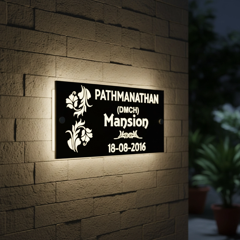 Premium LED House Name Board – Elegant Personalized Home Sign