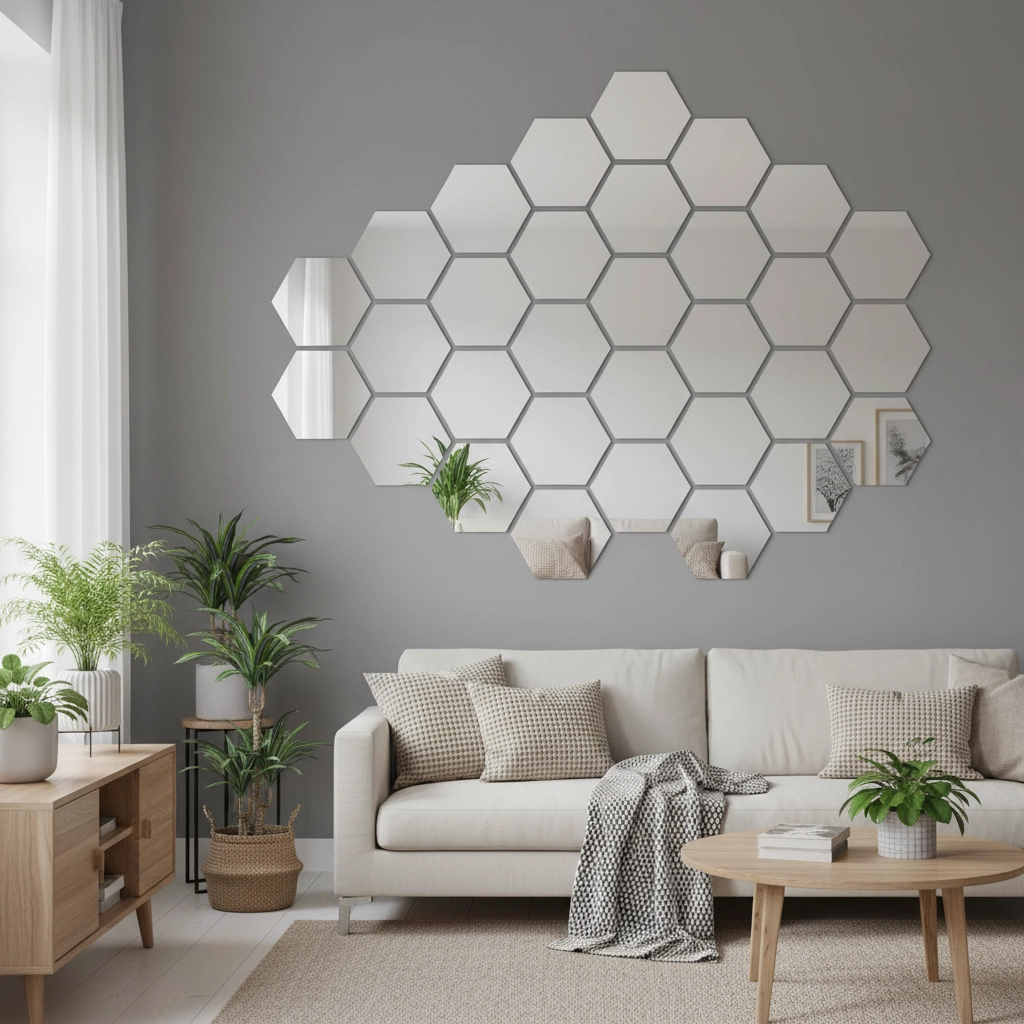 Hexagon Mirror Wall Decor (24 Pieces)