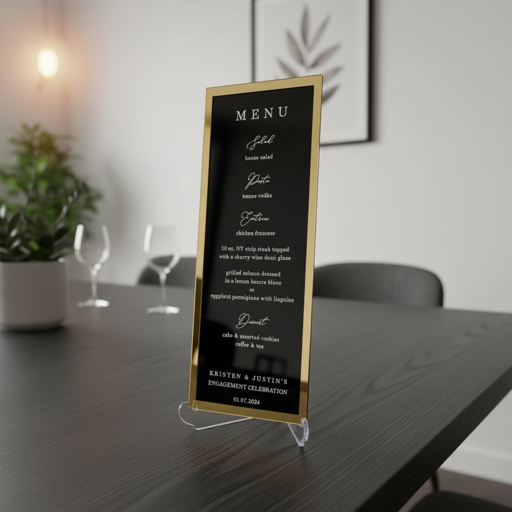 Premium Tabletop Sign Holder with Gold Frame