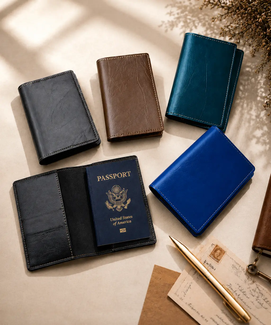Customized Leather Passport Wallet  Travel