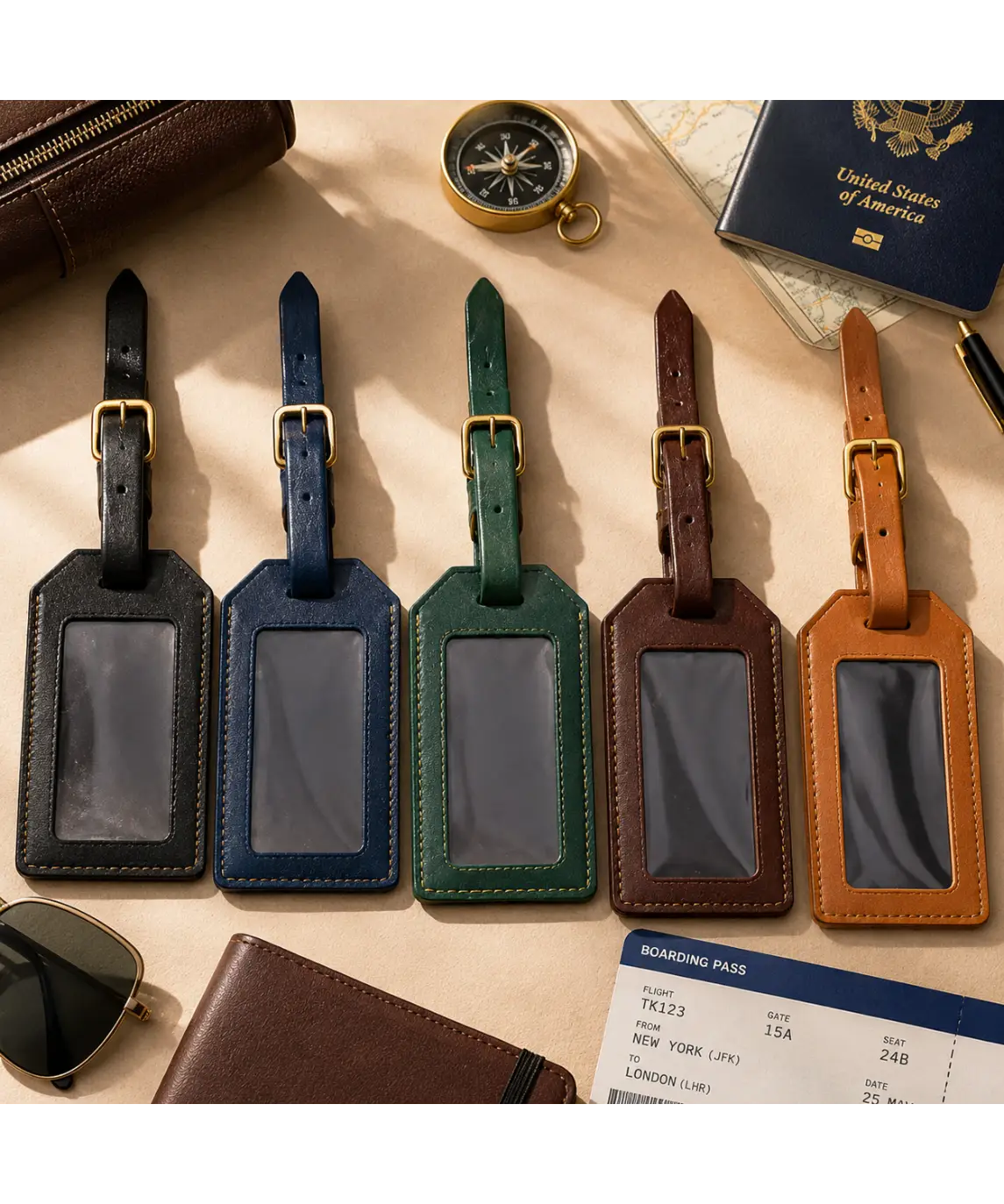 Customized Leather Travel Luggage Tag 