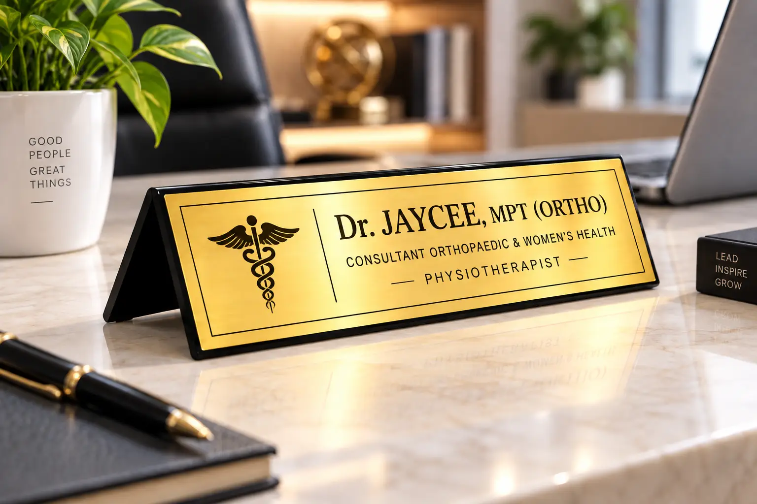 Premium Two-Sided Acrylic Desk Name Board