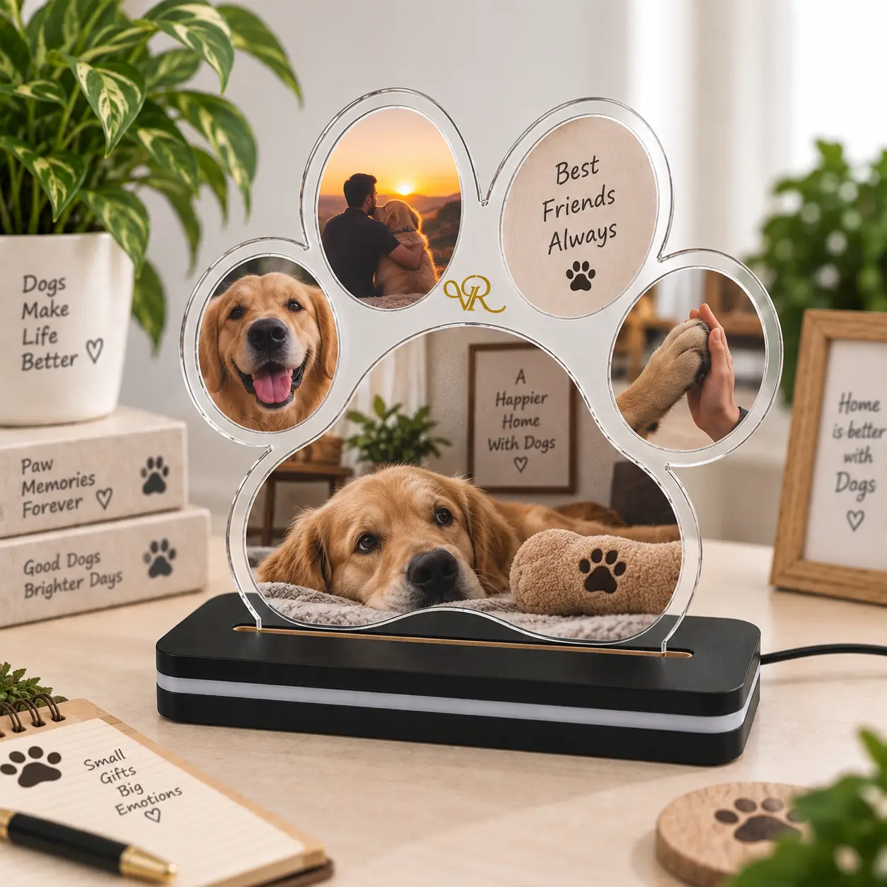 Custom Pet Gift dog Photo LED Paw Night Lamp