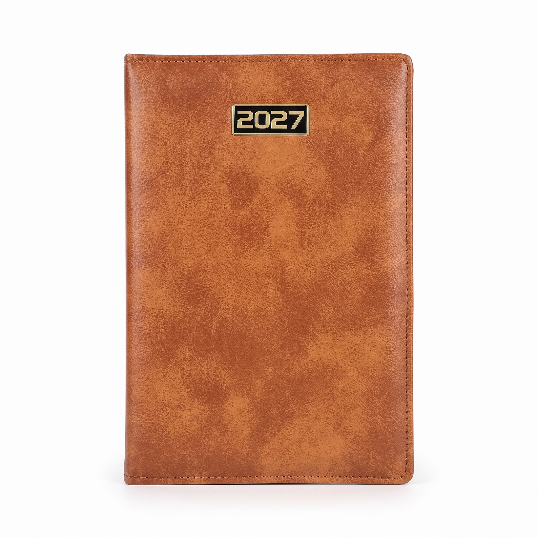 2027 Premium Brown Leather Diary Planner