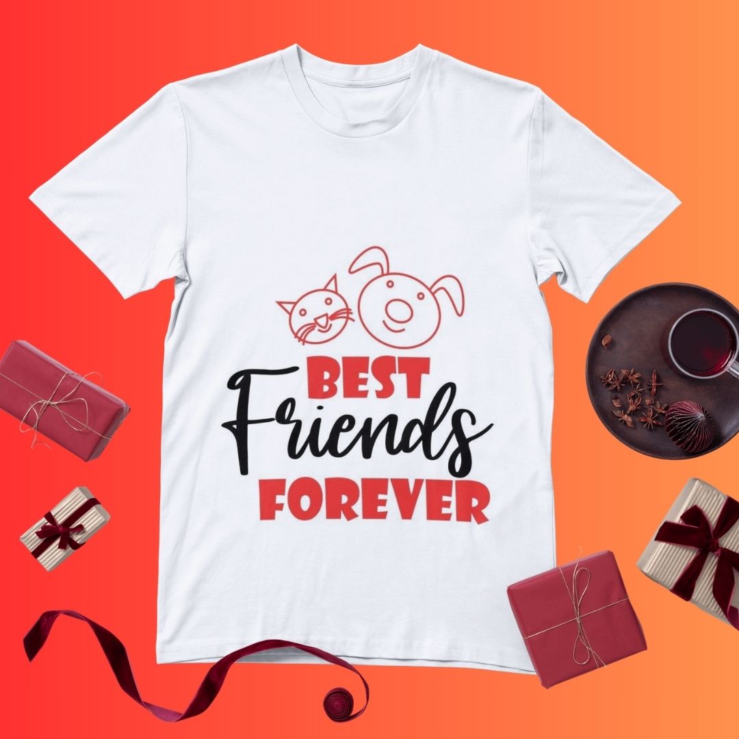 Best Friends Forever T-Shirt – Cute Cat & Dog Design 2