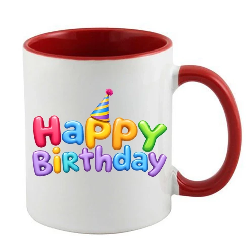 Customizable Red Handle Ceramic Mug - View 2