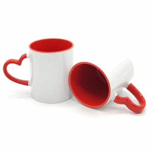 3 Tone Heart Mug - Red - View 2