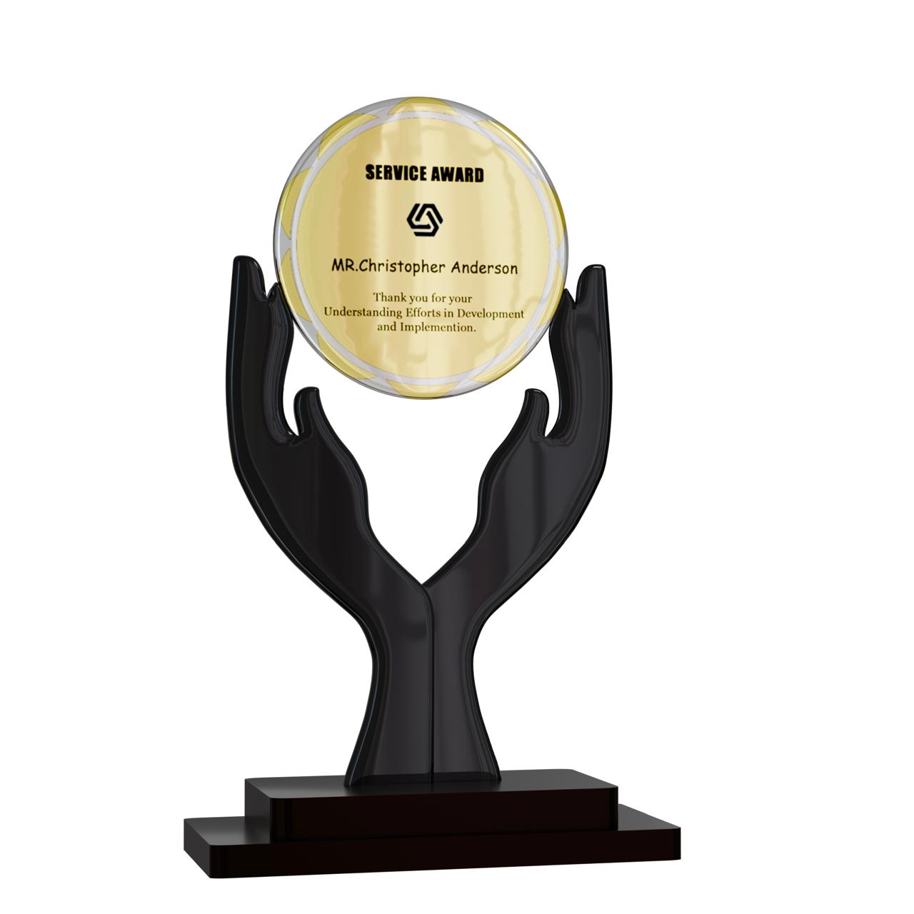 Black Hands Holding Golden Crystal Trophy 2