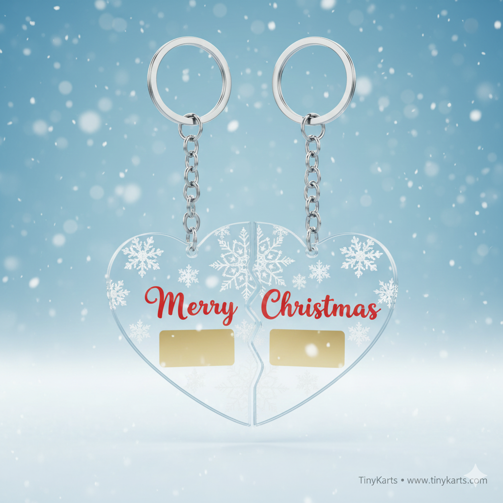 Snowflake Heart Couple Keychain 3