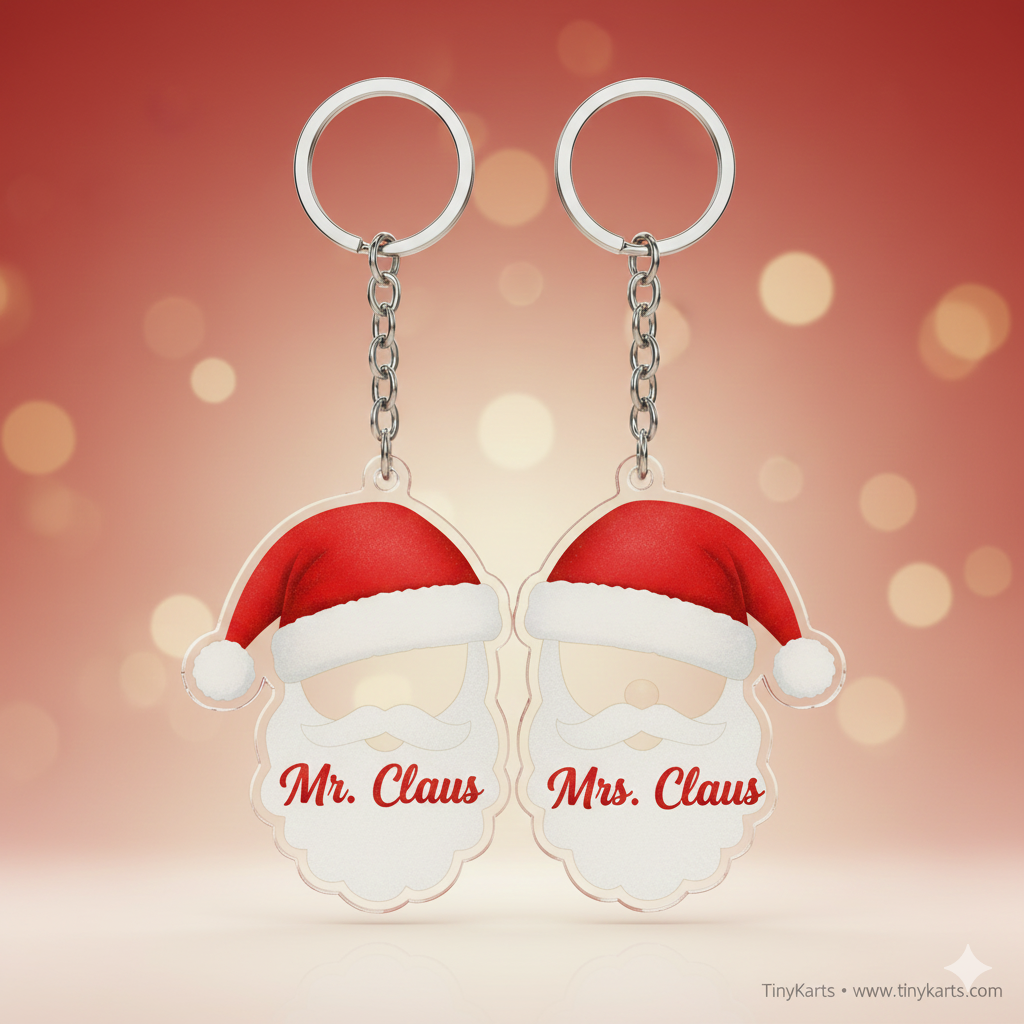 Christmas Santa Couple Acrylic Keychain 3
