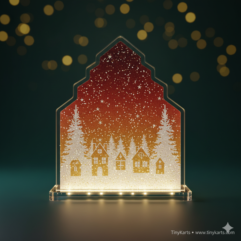 Layered Acrylic Christmas Village Frame 2