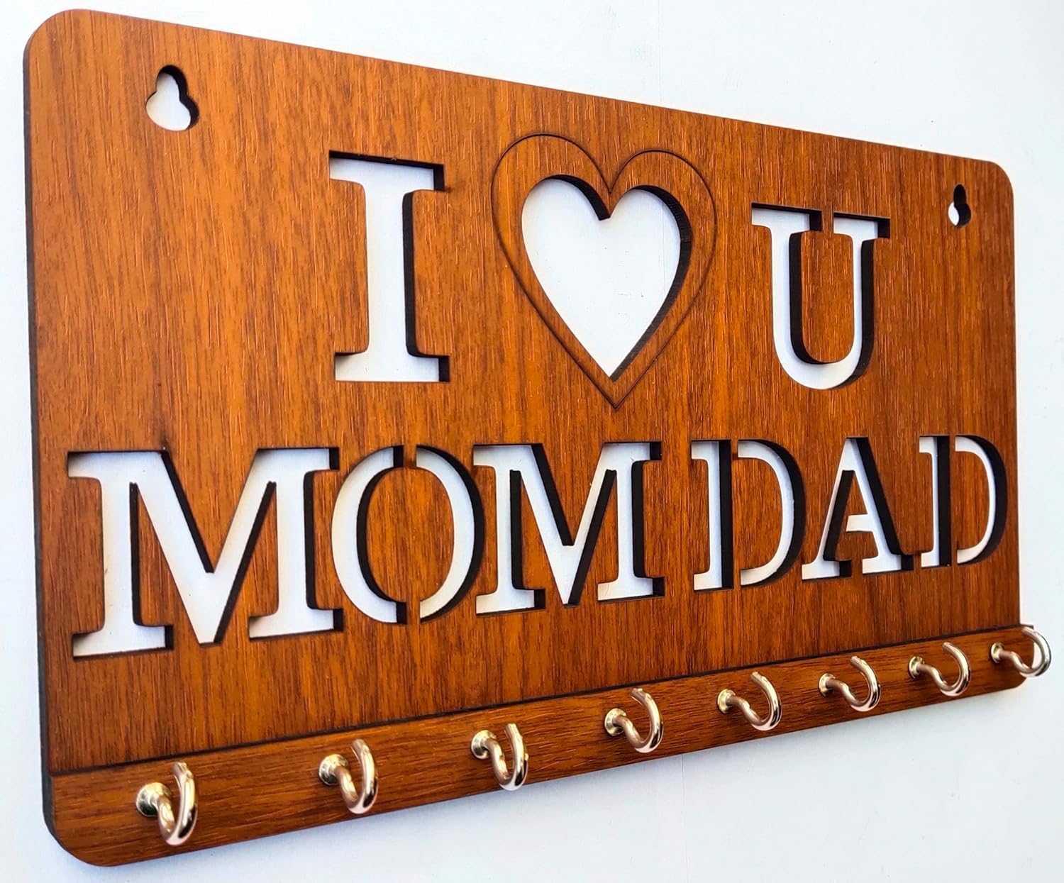 i love you mom dad-wooden wall key holder 3