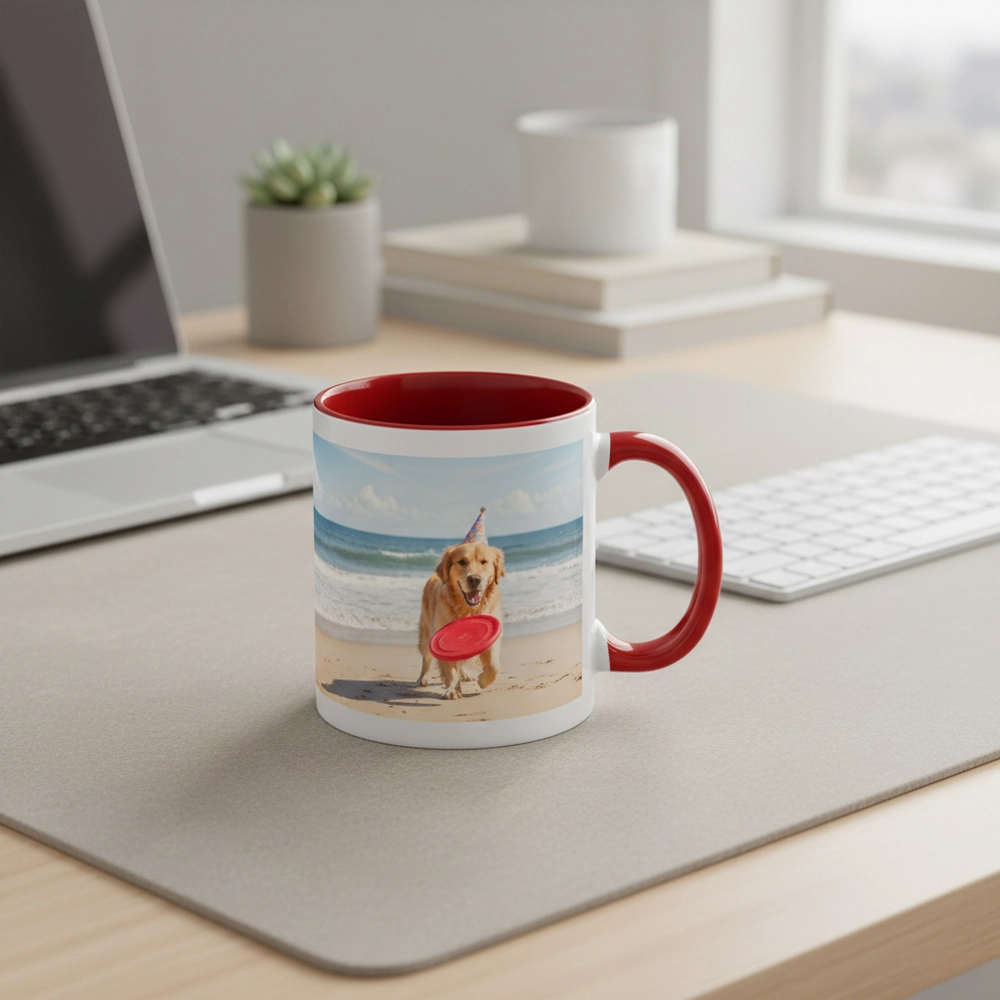 Customizable Red Handle Ceramic Mug 2