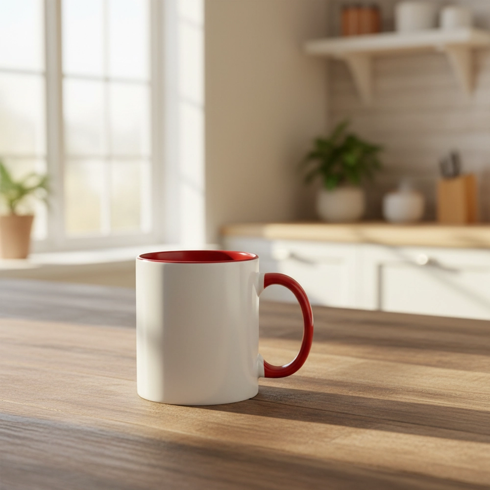 Customizable Red Handle Ceramic Mug 3