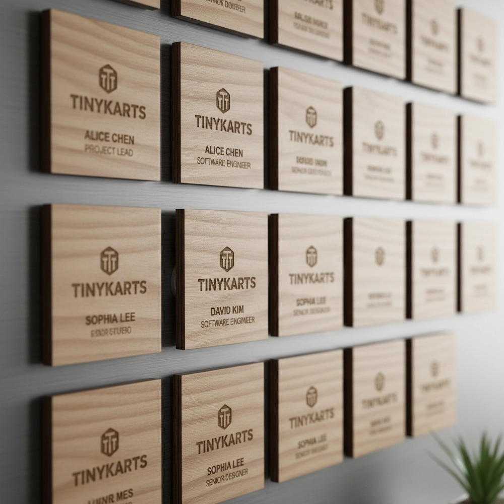 Customizable Laser Engraved Wooden Magnetic Decor - View 2