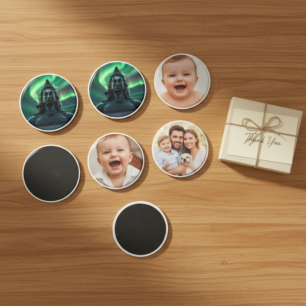 Personalized Round Fridge Magnet - View 2