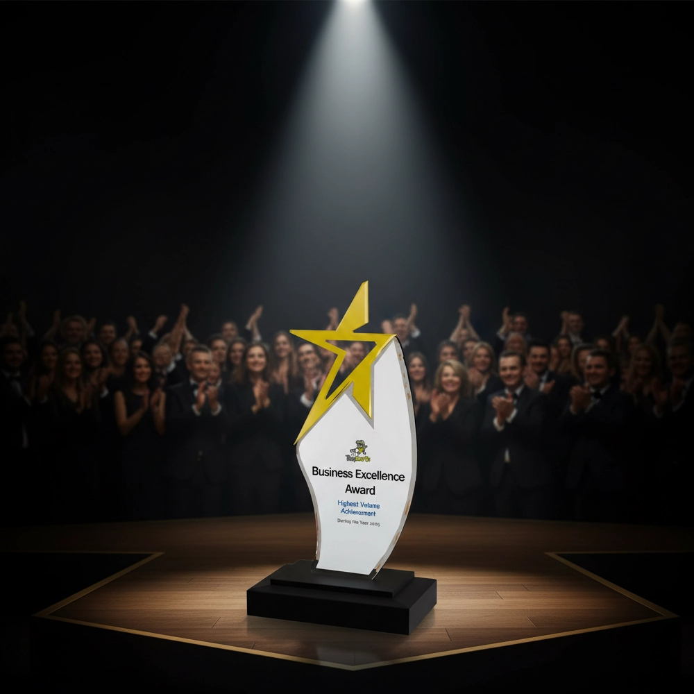Business Excellence Award Trophy with Gold Star 2
