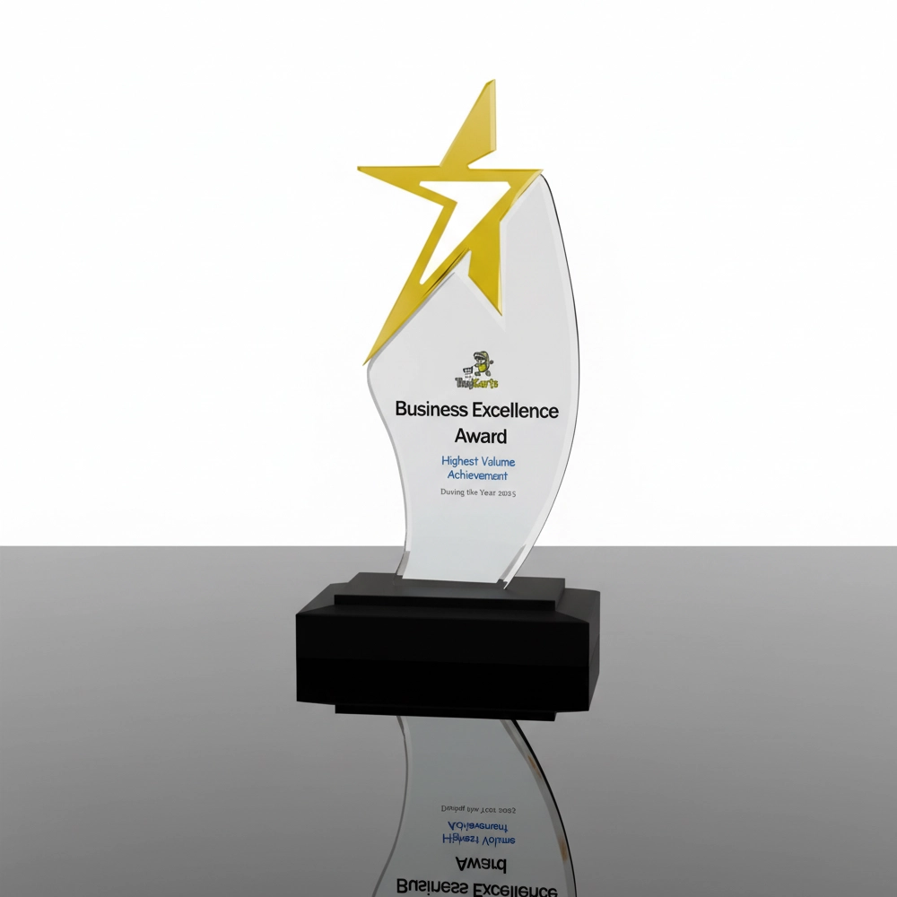 Business Excellence Award Trophy with Gold Star 3