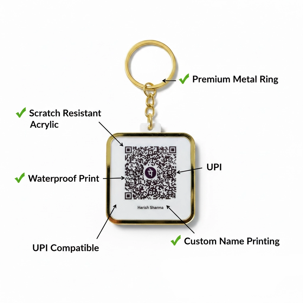 premium customizable UPI QR code keychain 2