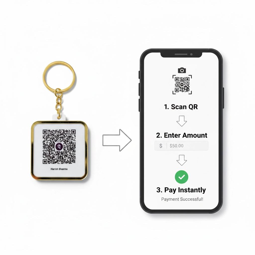 premium customizable UPI QR code keychain 4