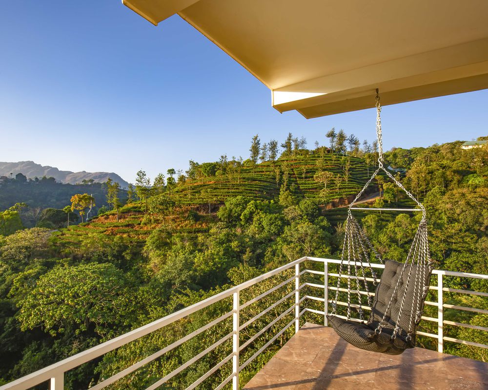 Vagamon tea plantations balcony view with hammock